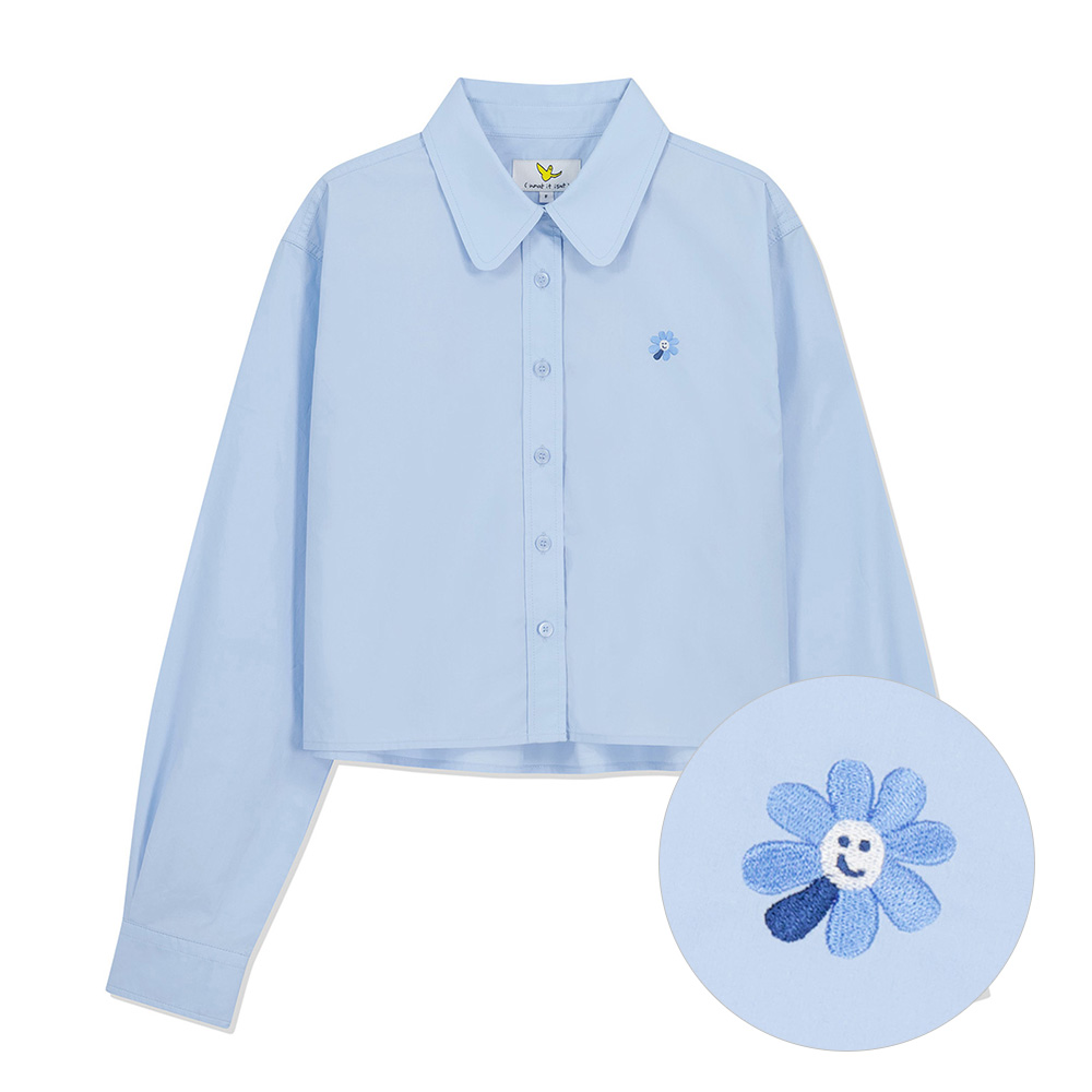 WM`S 플로리 크롭 셔츠 스카이 블루