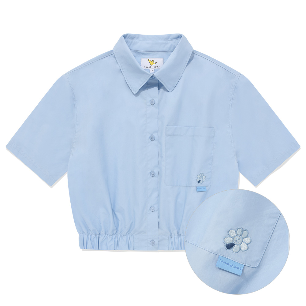 WM`S 플로리 크롭 반팔 셔츠 스카이 블루