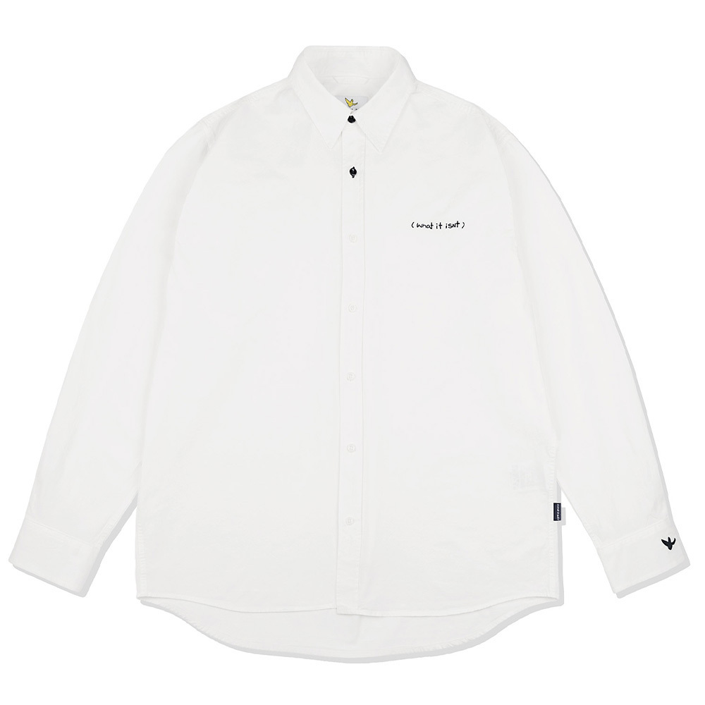 WT TYPO LOGO OVERFIT CASUAL SHIRTS WHITE