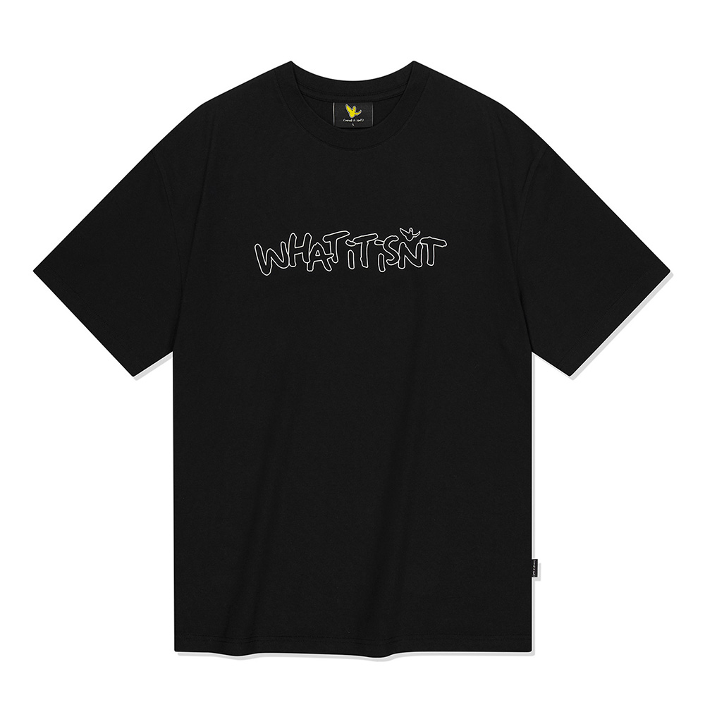 WT 타이포 로고 반팔 티셔츠 블랙