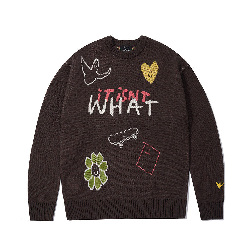 WT GRAPHIC JACQUARD KNIT BROWN