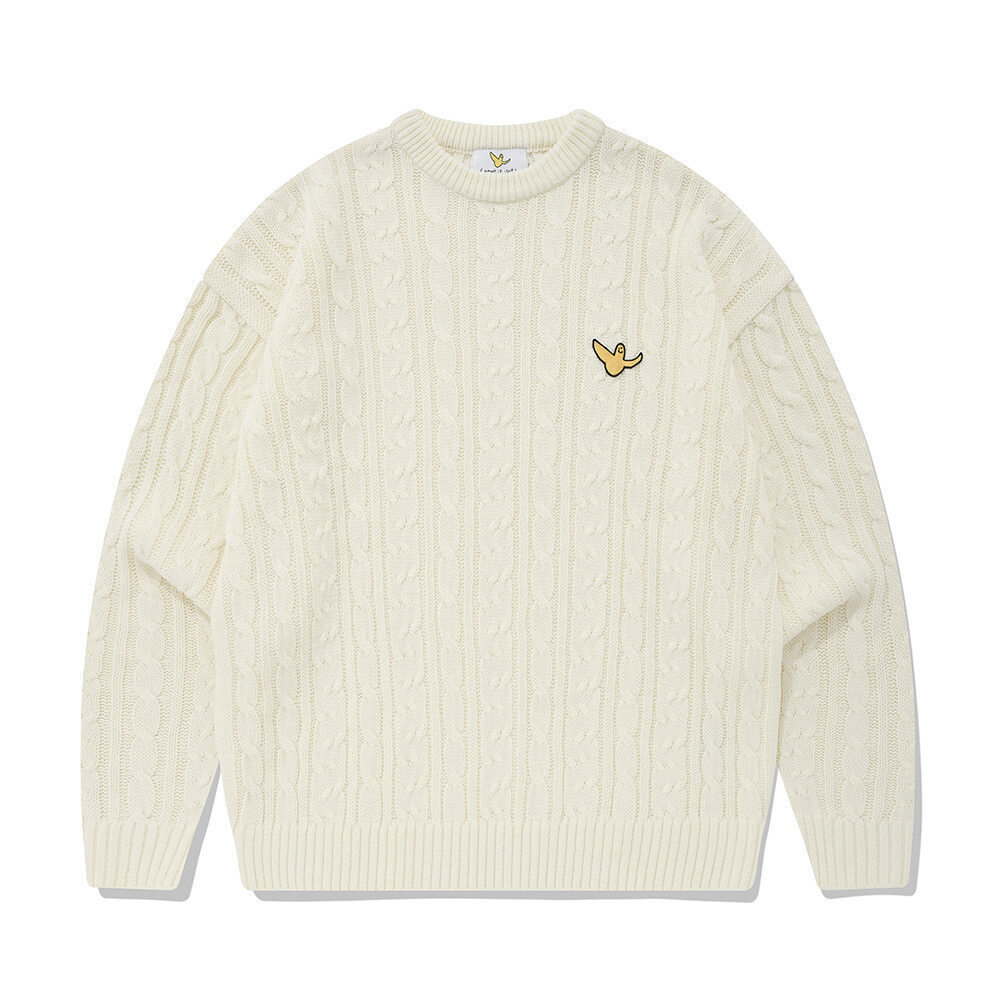 ANGEL WAPPEN CREW NECK CABLE KNIT IVORY