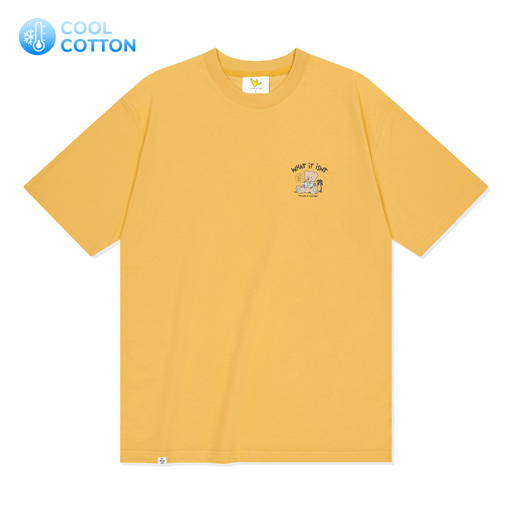 테디베어 엔젤 그래픽 반팔 티셔츠 옐로우