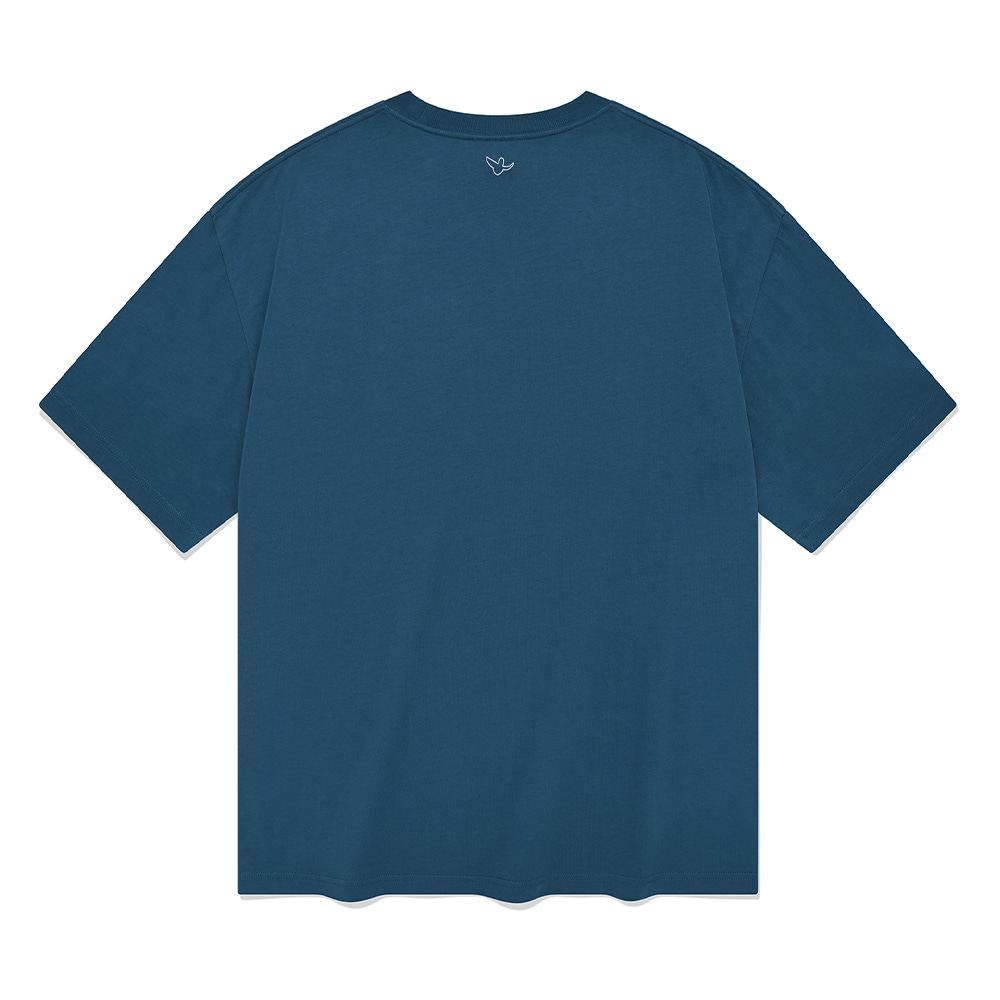 빅 플로리 그래픽 반팔 티셔츠 블루